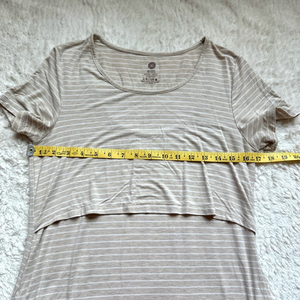 Kindred Bravely Eleanora Bamboo Maternity Nursing Dress M Oatmeal Stripe Beige - Picture 10 of 11